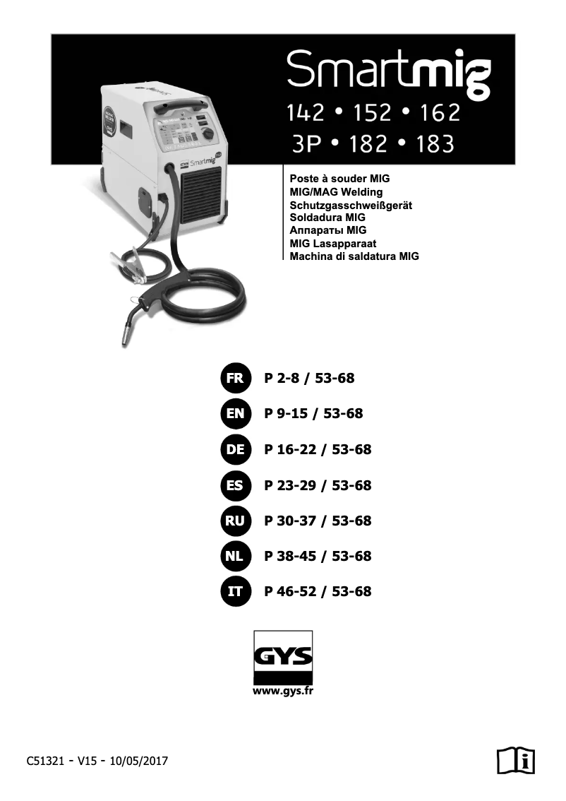 Page 1 de la notice Manuel utilisateur GYS Smartmig 142