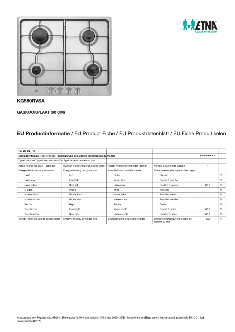 Page n°1 - Fiche technique Etna KG560RVSA