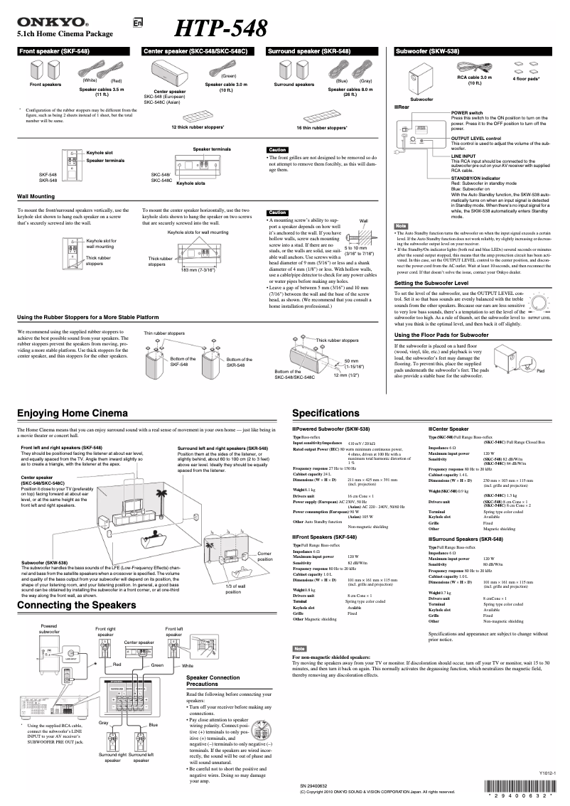 Page n°1 - Manuel utilisateur Onkyo HTP-548