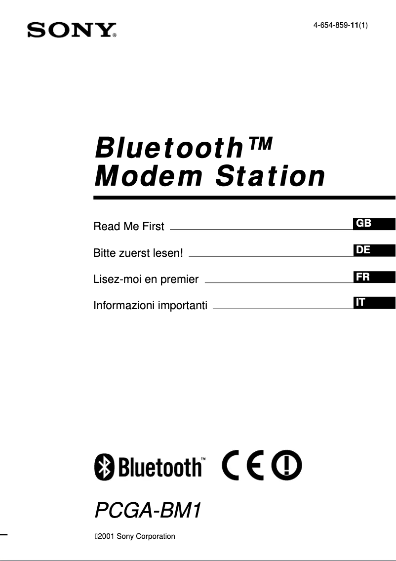 Page 1 de la notice Guide de démarrage rapide Sony PCGA-BM1
