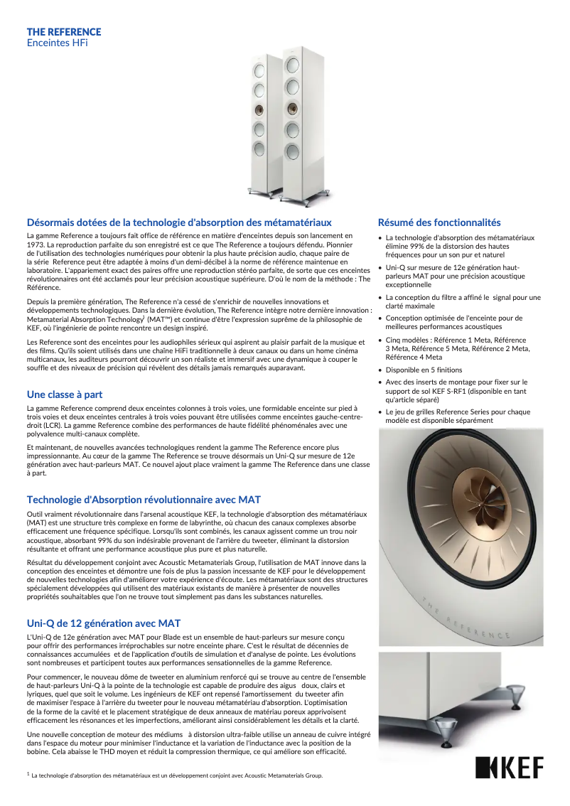 Page 1 de la notice Fiche technique KEF Reference 3