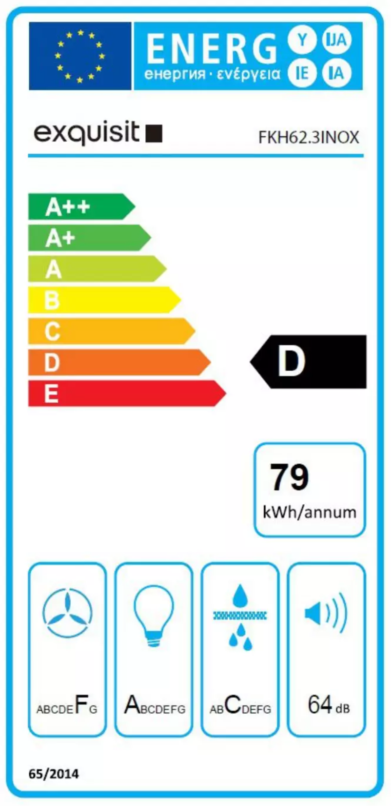 Page 1 de la notice Label énergétique Exquisit FKH62.3INOX