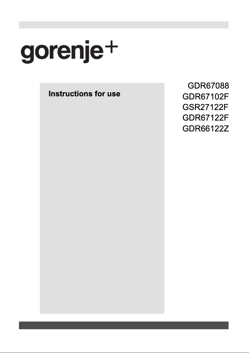 Page n°1 - Manuel utilisateur Gorenje GDR67088