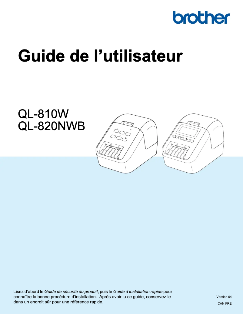 Page n°1 - Manuel utilisateur Brother QL-810W