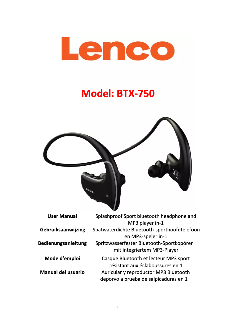 Page 1 de la notice Manuel utilisateur Lenco BTX-750