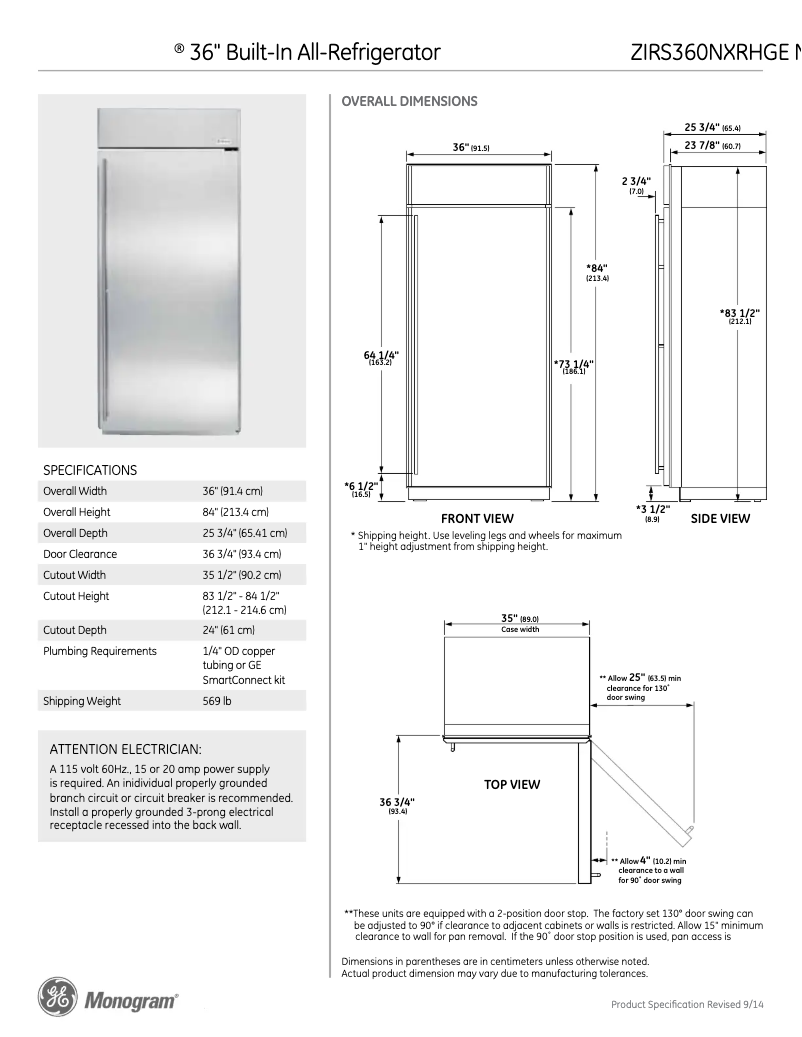 Image de la première page du manuel de l'appareil ZIRS360NXRH