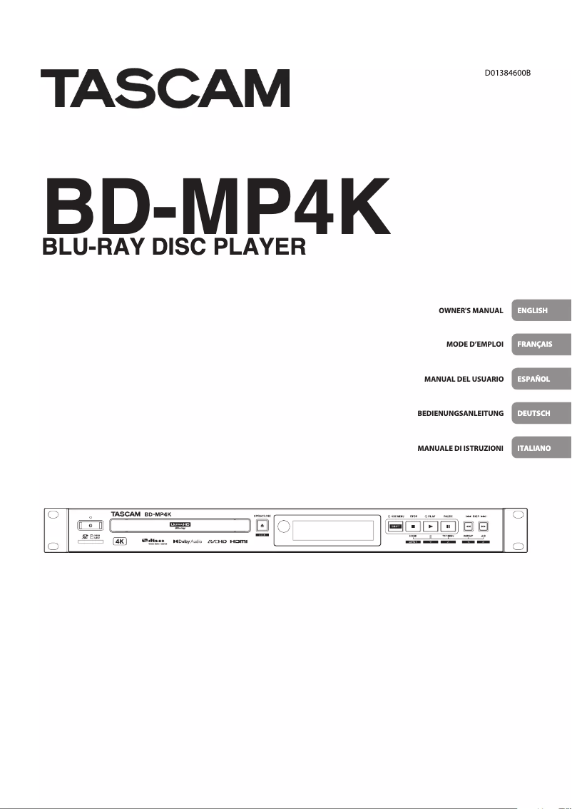 Imagen de la primera página del manual del dispositivo BD-MP4K