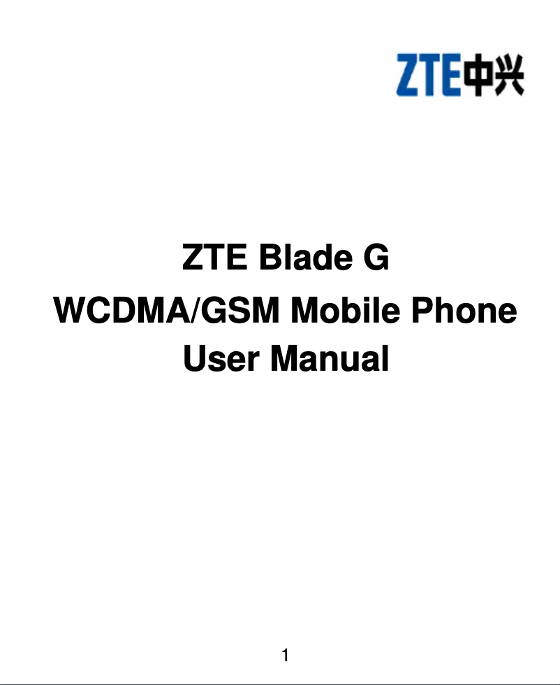 Page 1 de la notice Manuel utilisateur ZTE Blade G