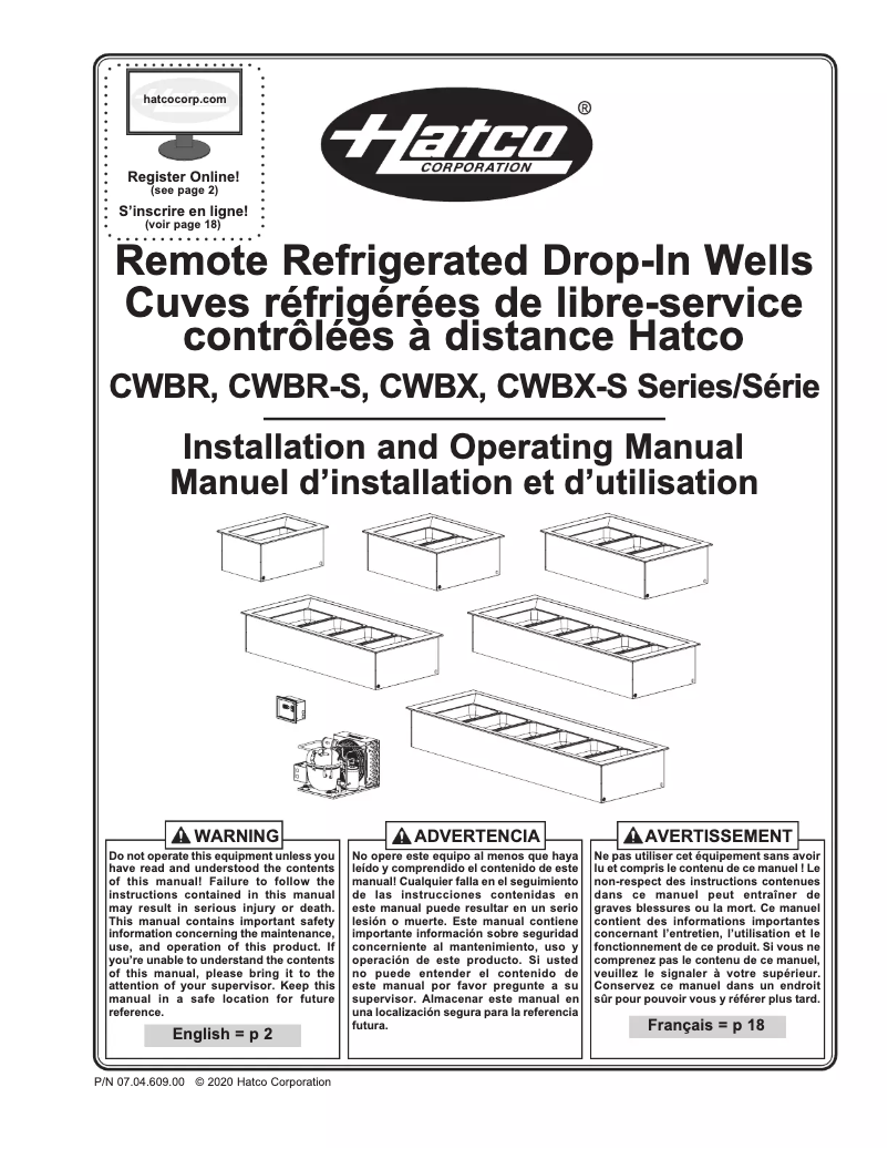 Page 1 de la notice Manuel utilisateur Hatco CWBR-S1