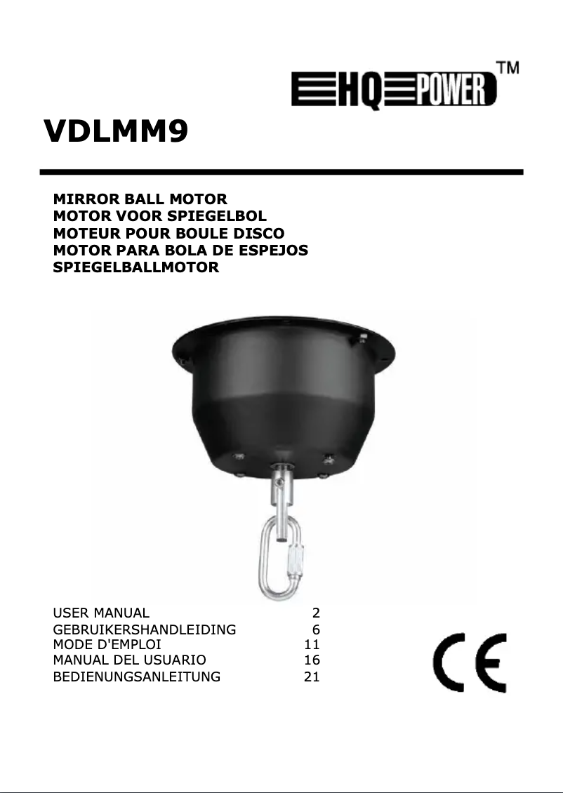 Page n°1 - Manuel utilisateur HQ Power VDLMM9