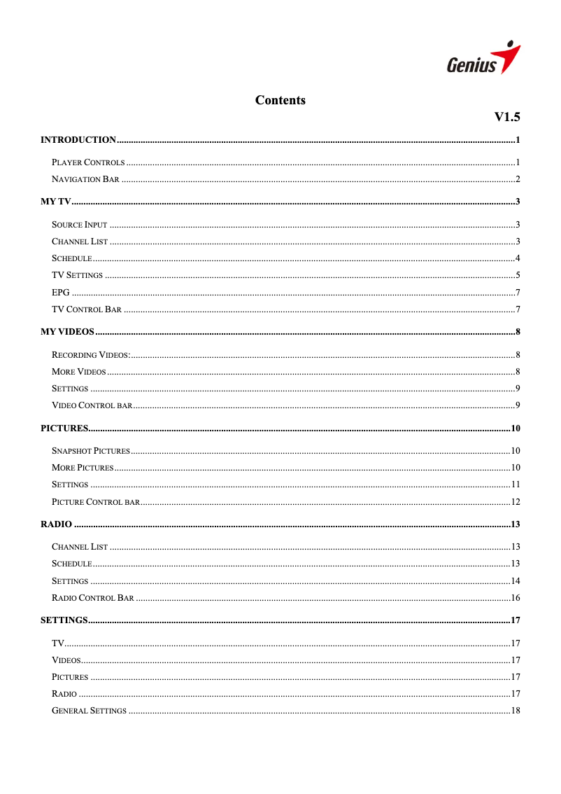 Page 1 de la notice Manuel utilisateur Genius TVGo C03