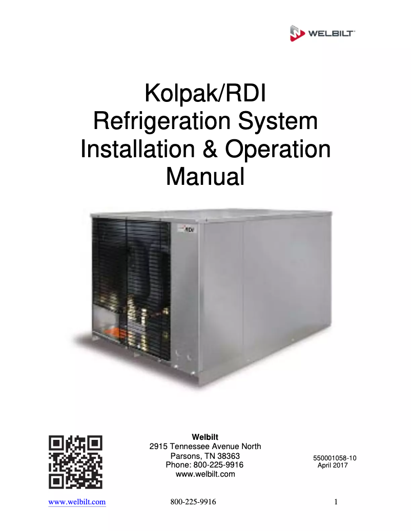 Page n°1 - Manuel utilisateur Kolpak Polar Pak PX6-1008-CT-T3