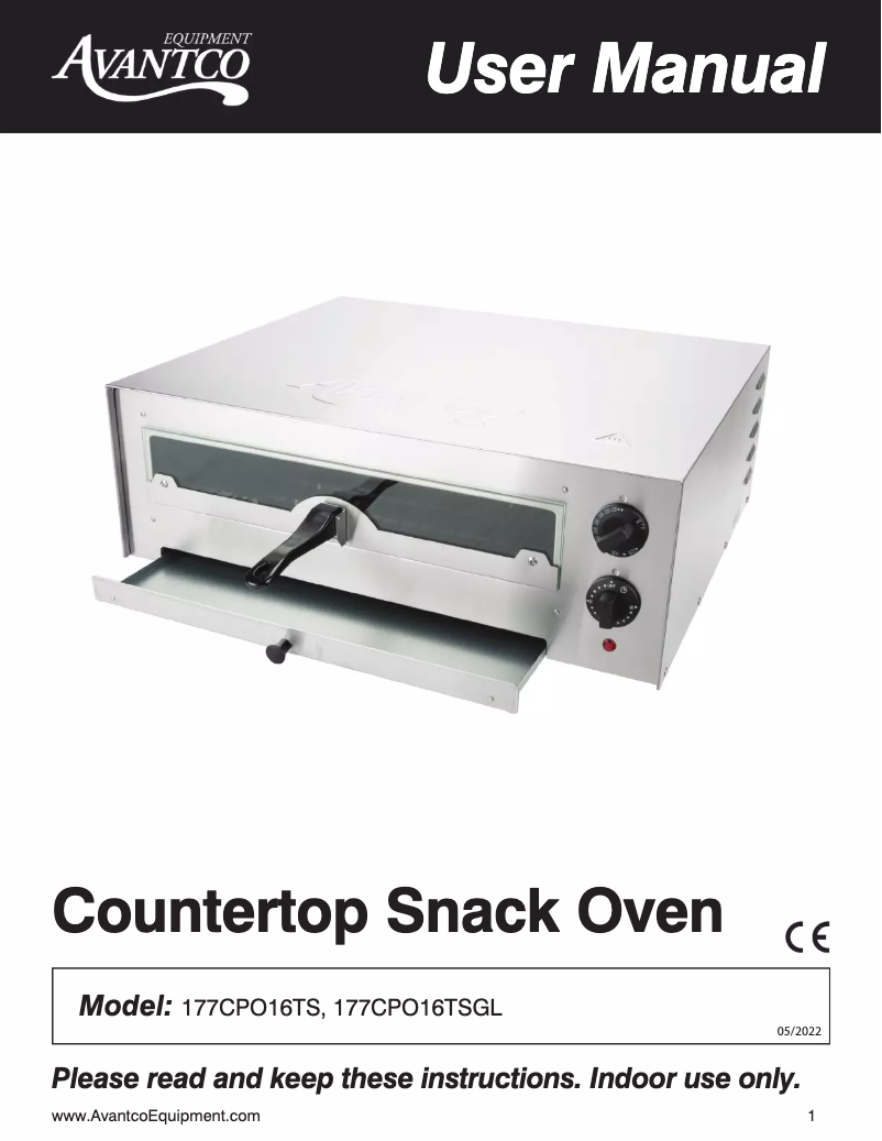 Page 1 de la notice Manuel utilisateur Avantco CPO16TS