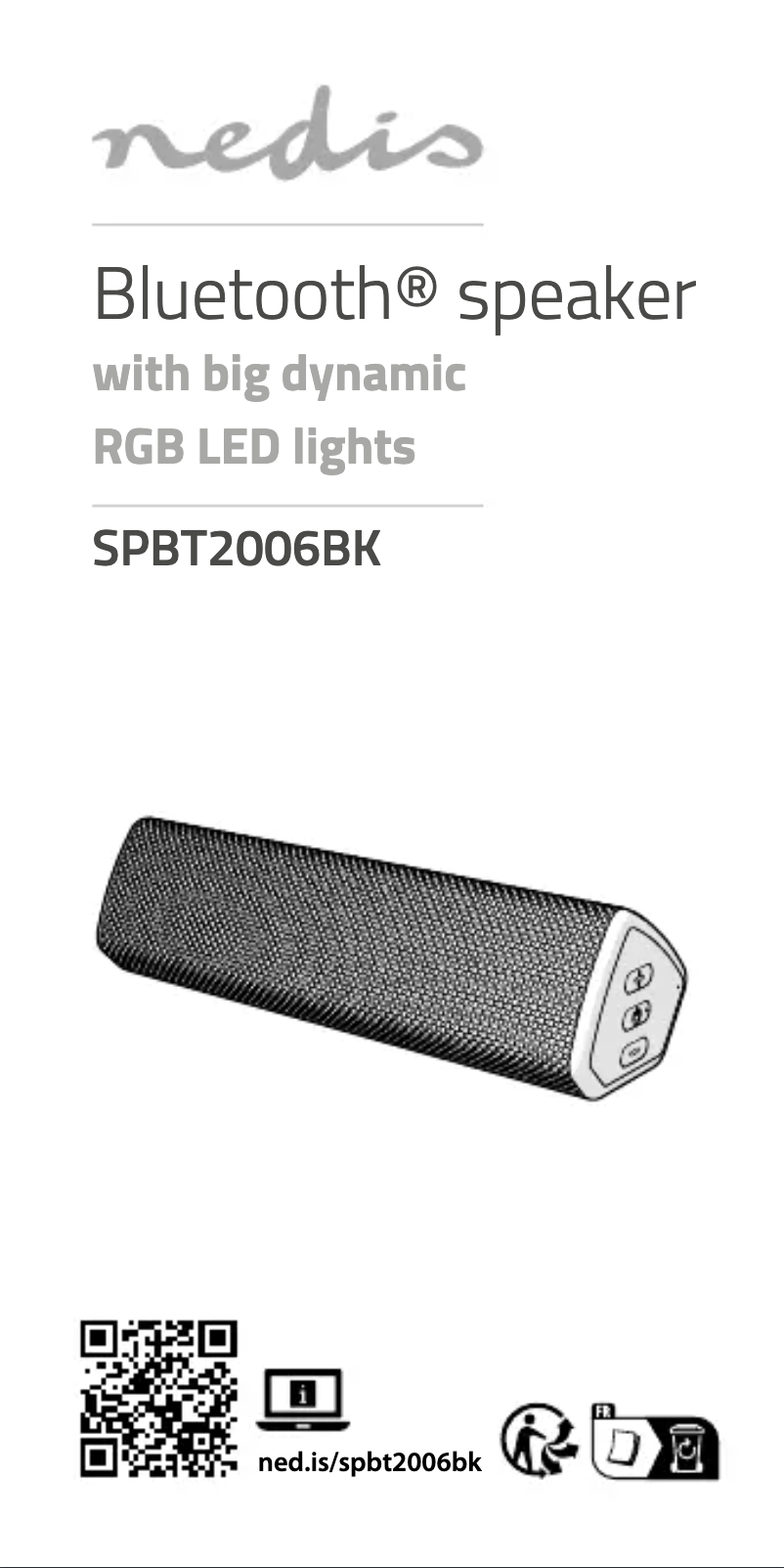 Page 1 de la notice Manuel utilisateur Nedis SPBT2006BK