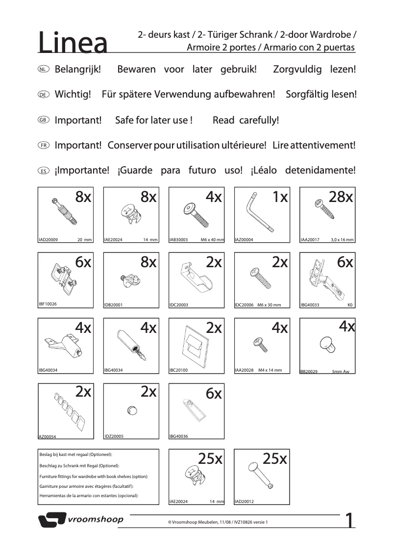 Page n°1 - Manuel utilisateur Vroomshoop Linea
