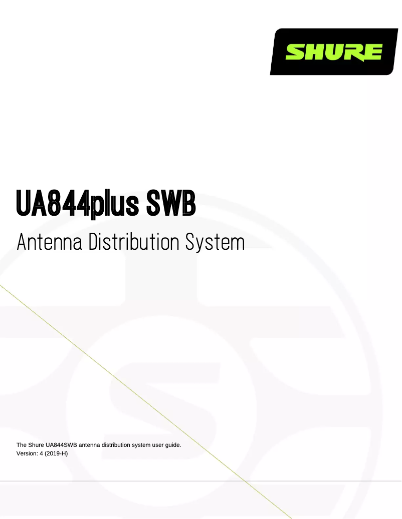 Page 1 de la notice Manuel utilisateur Shure UA844plus SWB