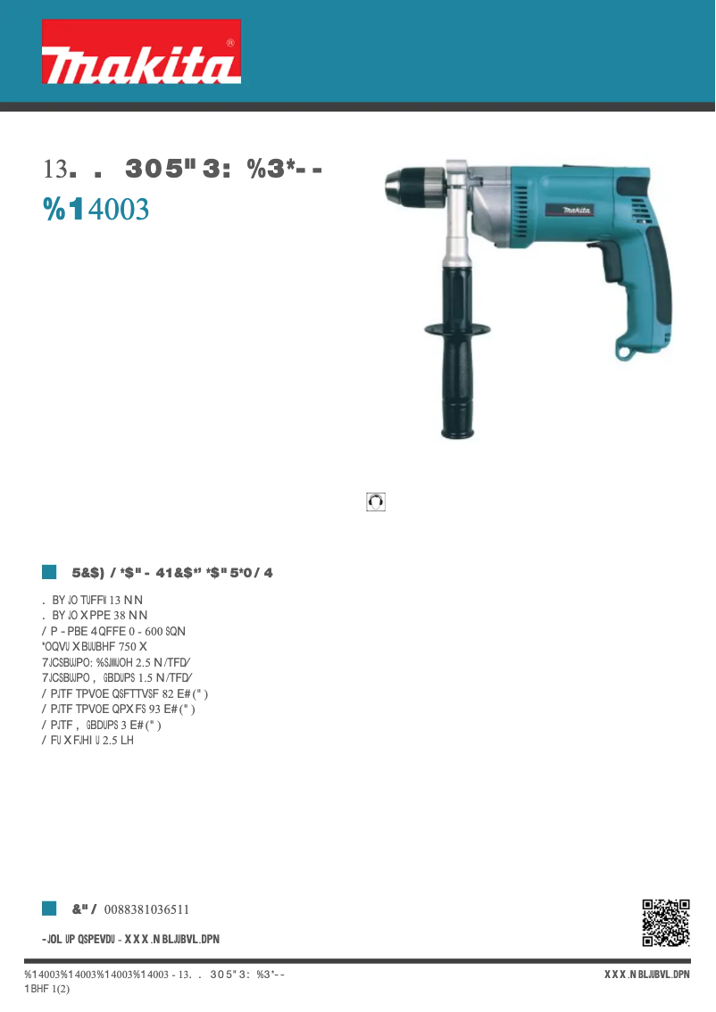 Page 1 de la notice Fiche technique Makita DP4003