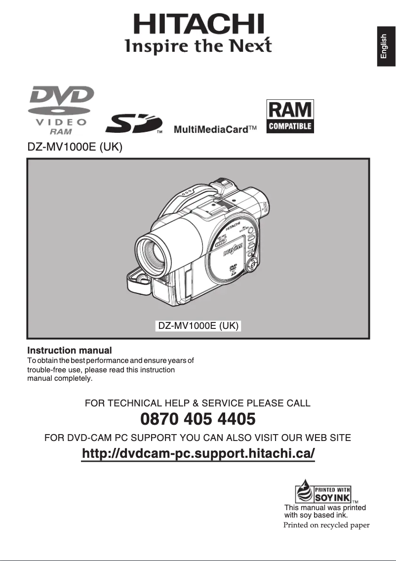 Page n°1 - Manuel utilisateur Hitachi DZ-MV1000E