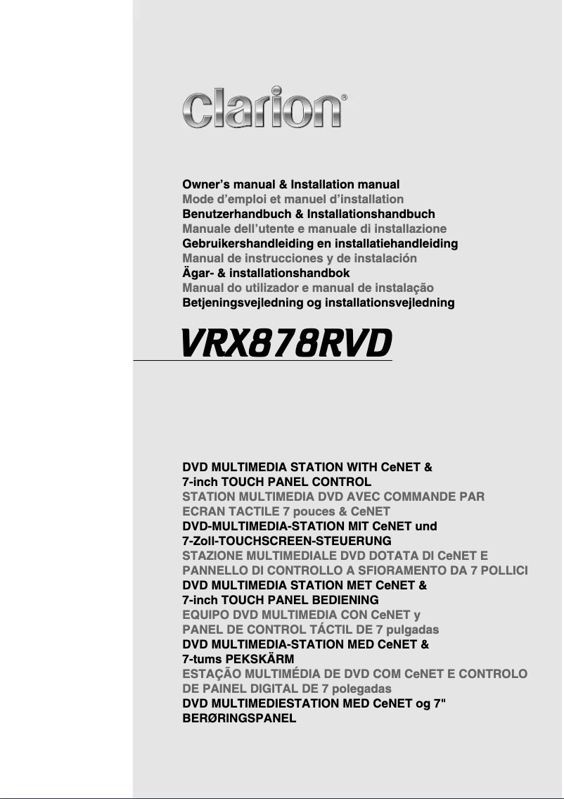 Page n°1 - Manuel utilisateur Clarion VRX878RVD