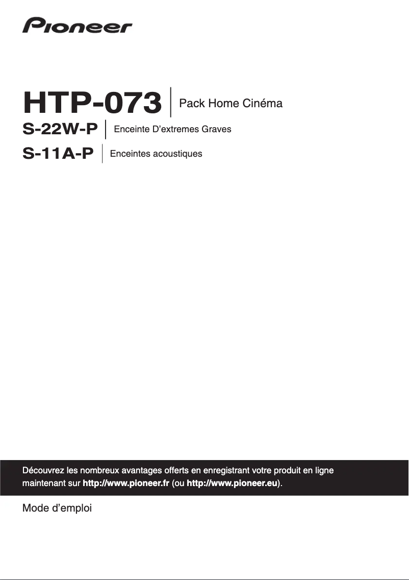 Page 1 de la notice Manuel utilisateur Pioneer HTP-073