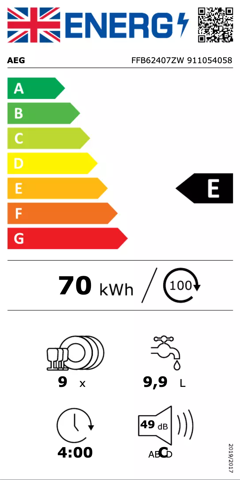 Page n°1 - Label énergétique AEG FFB62407ZW