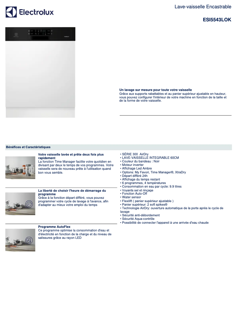 Page n°1 - Fiche technique Electrolux ESI5543LOK