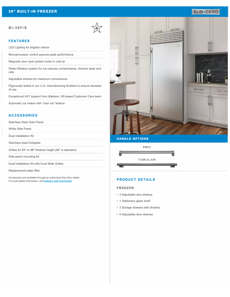 Page n°1 - Manuel utilisateur Sub-Zero BI-36F/S/TH