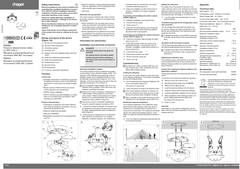 Page 1 de la notice Manuel utilisateur Hager TXC513