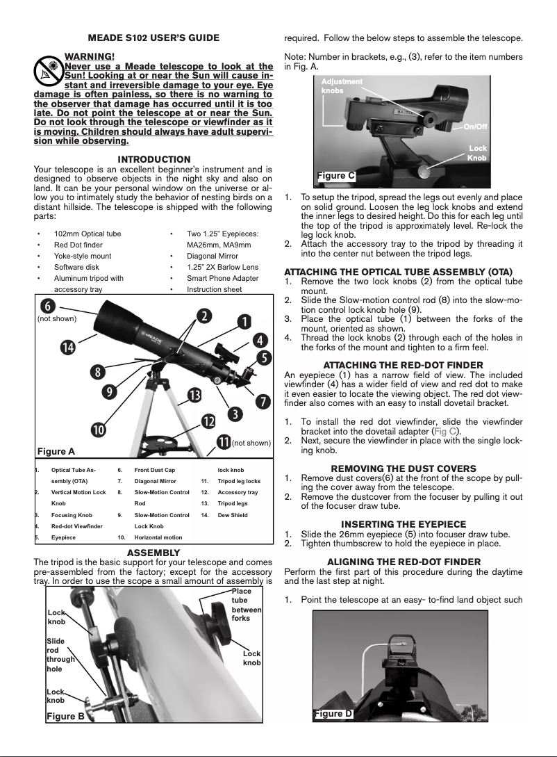 Page n°1 - Manuel utilisateur Meade S102