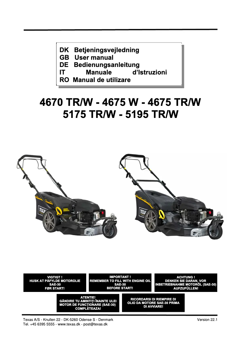 Página 1 del manual Manual de usuario Texas Premium 5175 TR/W