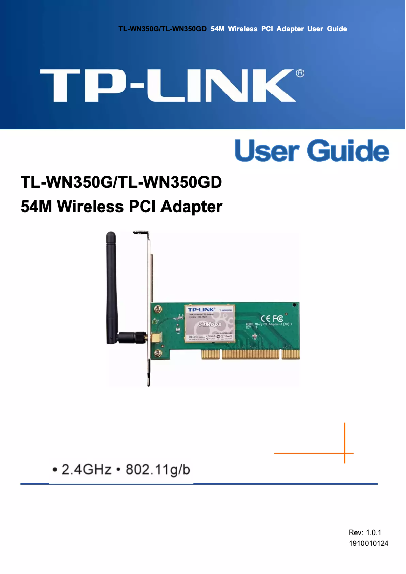 Image de la première page du manuel de l'appareil TL-WN350G