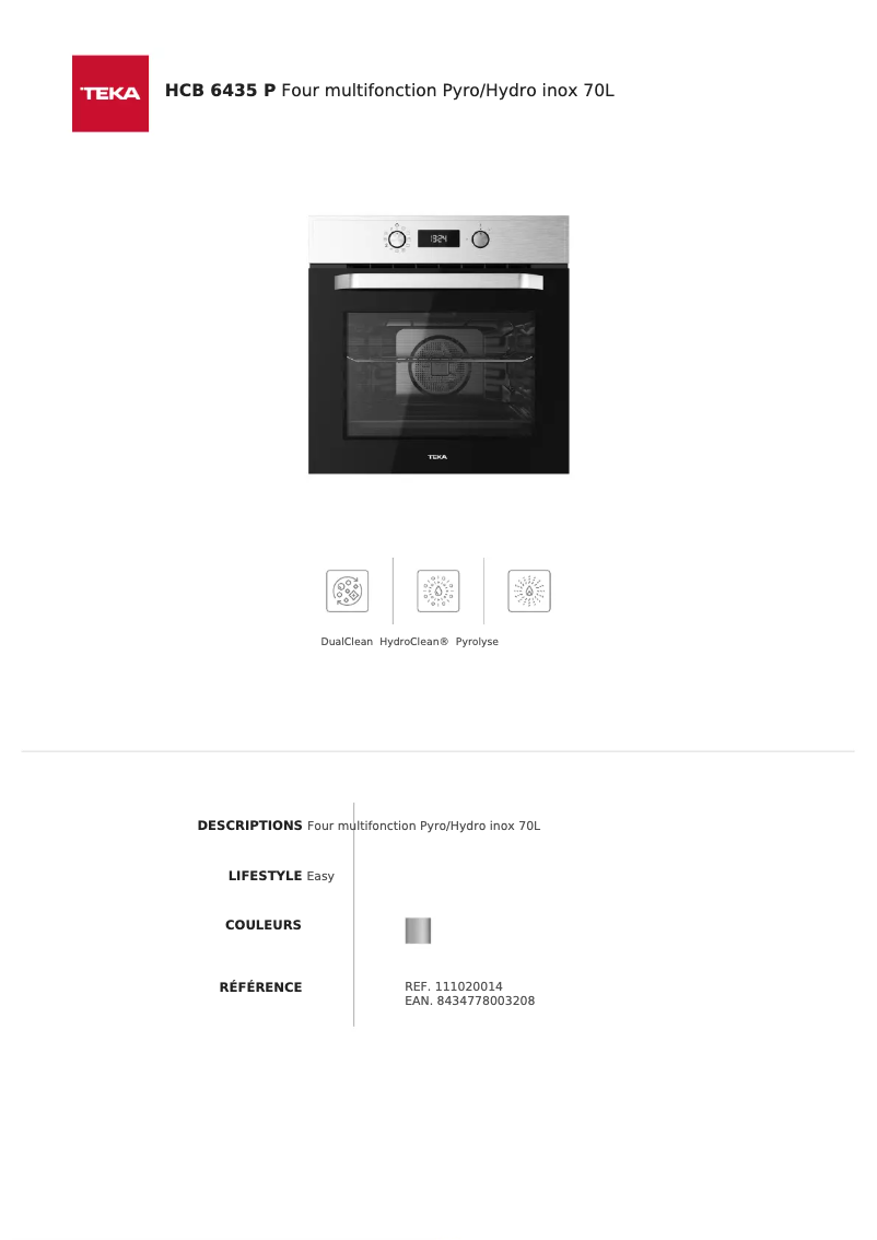 Page n°1 - Fiche technique Teka HCB 6435 P