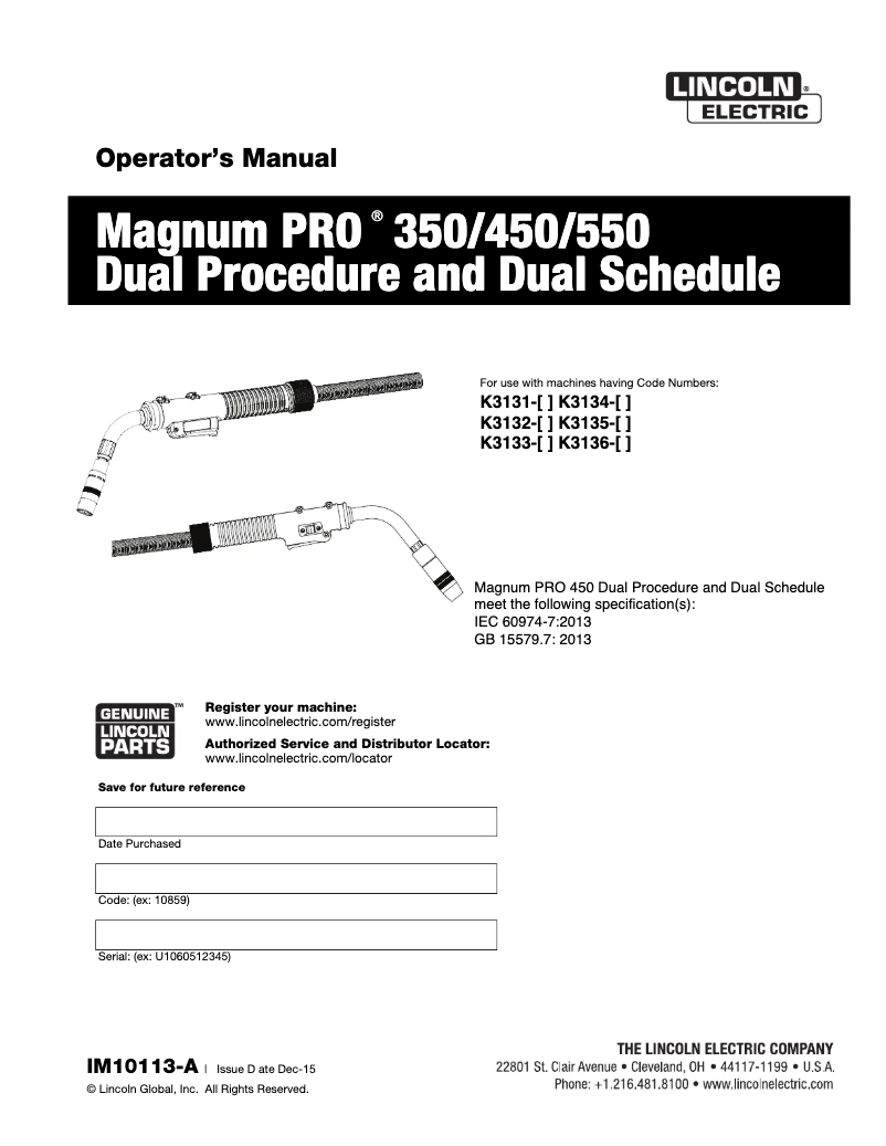 Página 1 del manual Manual de usuario Lincoln Electric Magnum Pro 350
