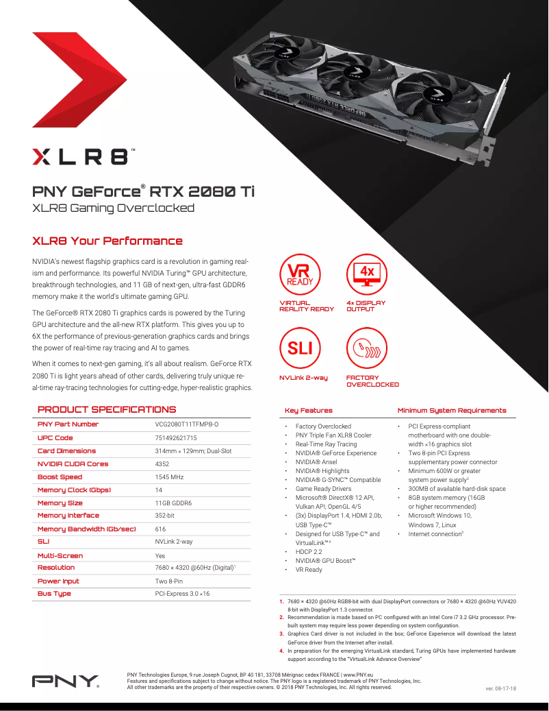 Page n°1 - Manuel utilisateur PNY GeForce RTX 2080 Ti