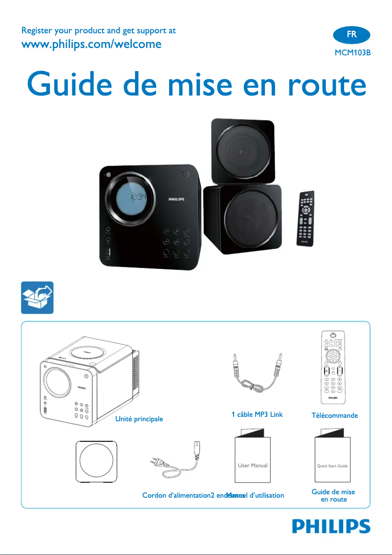 Page n°1 - Guide de démarrage rapide Philips MCM103B