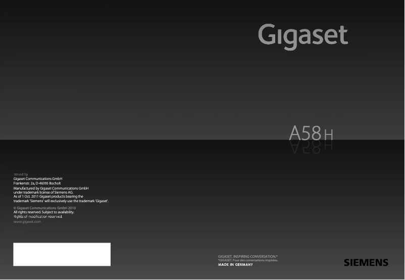 Page n°1 - Manuel utilisateur Gigaset A58H