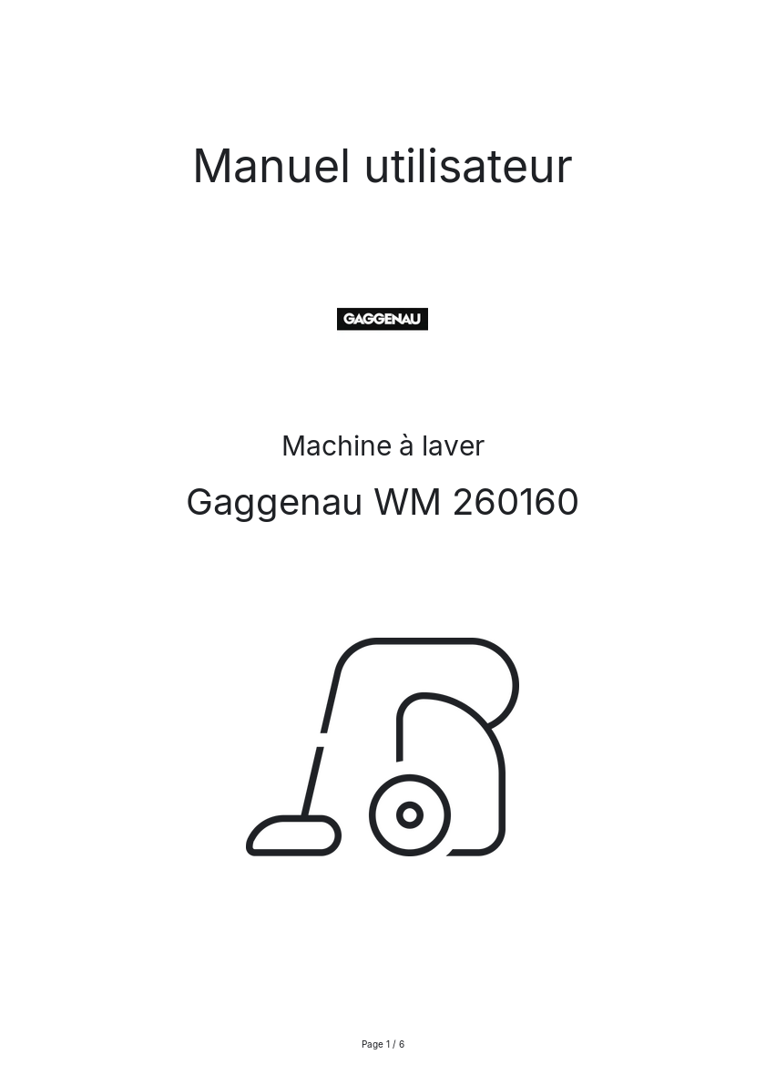 Page n°1 - Manuel utilisateur Gaggenau WM 260160