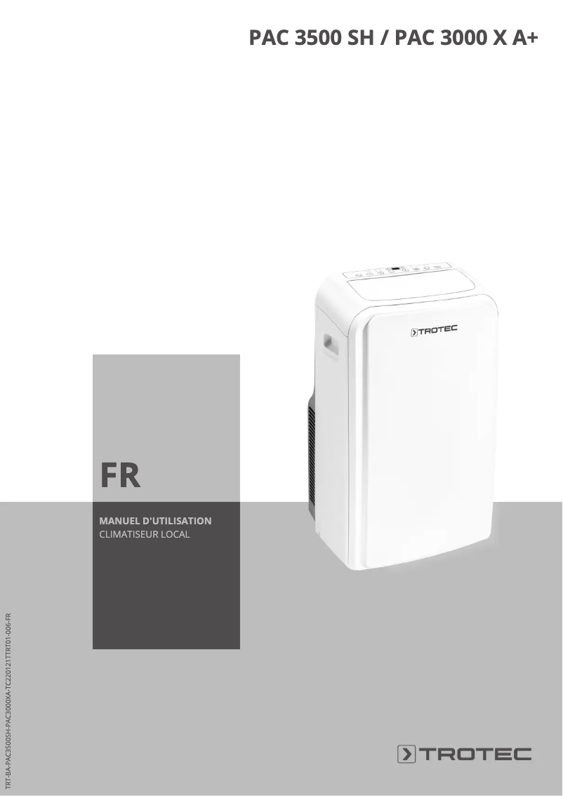 Page n°1 - Manuel utilisateur Trotec PAC 3500 SH