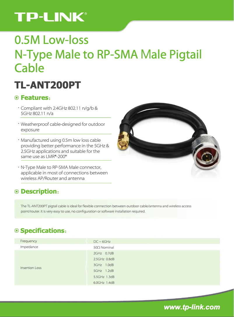 Page 1 de la notice Manuel utilisateur TP-Link TL-ANT200PT