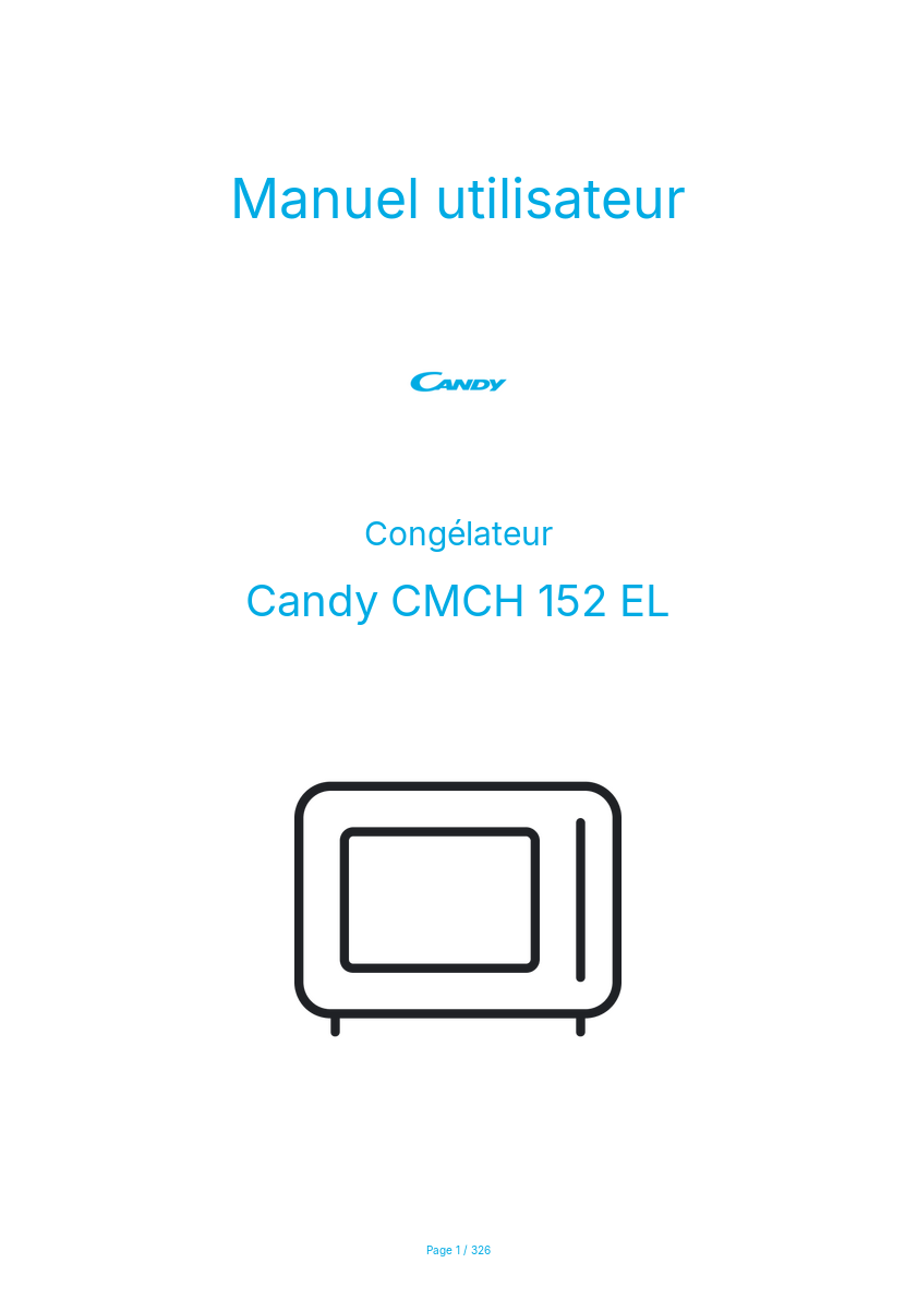 Page n°1 - Manuel utilisateur Candy CMCH 152 EL