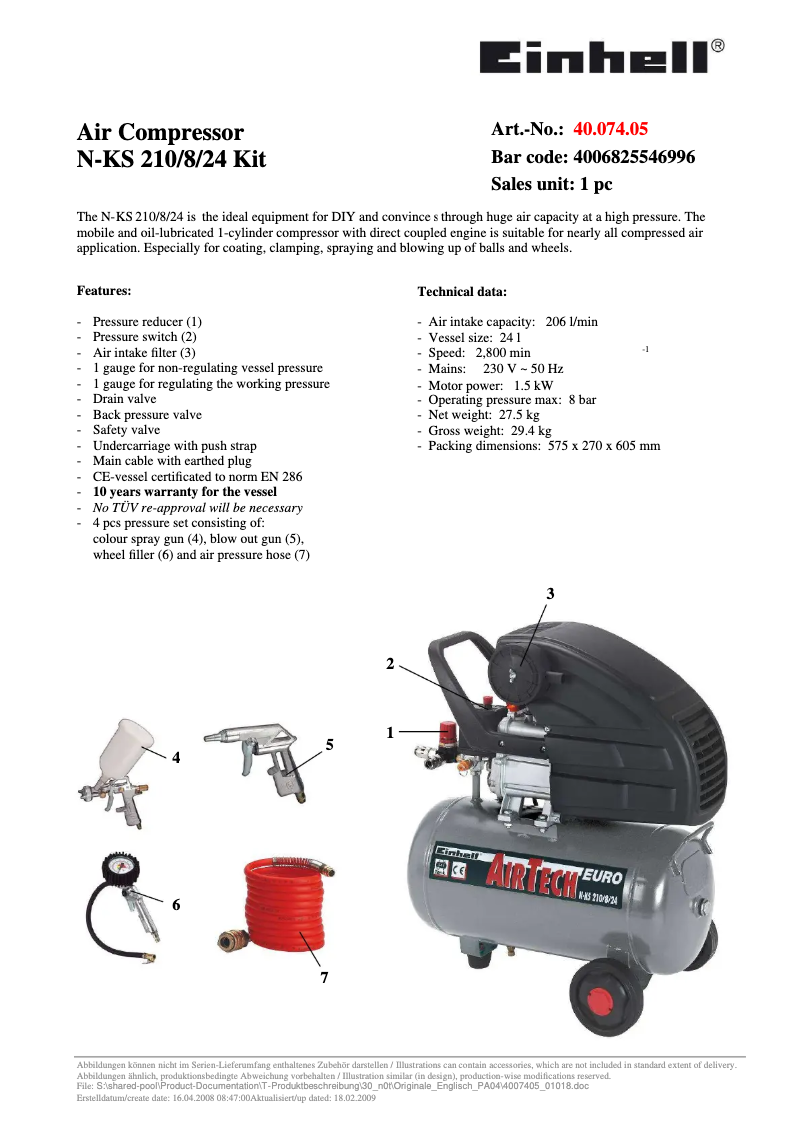 Image de la première page du manuel de l'appareil N-KS 210/8/24 Set