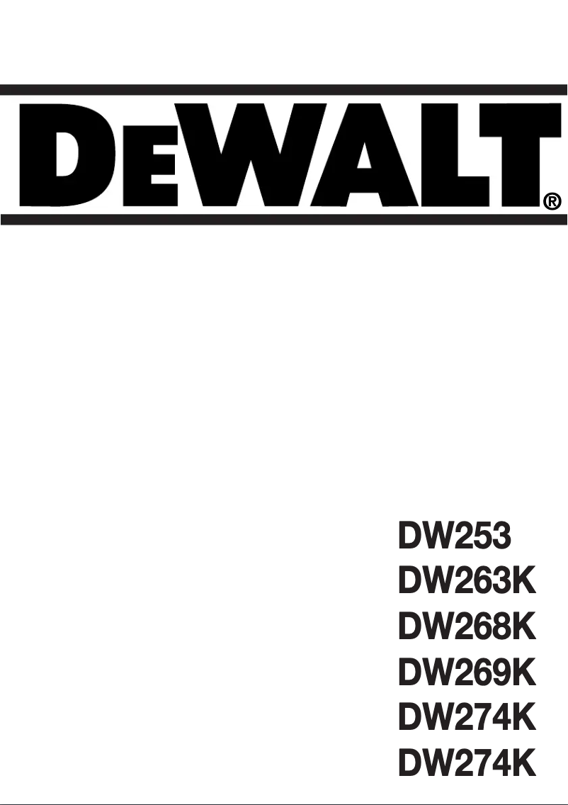 Page 1 de la notice Manuel utilisateur DeWalt DW274K