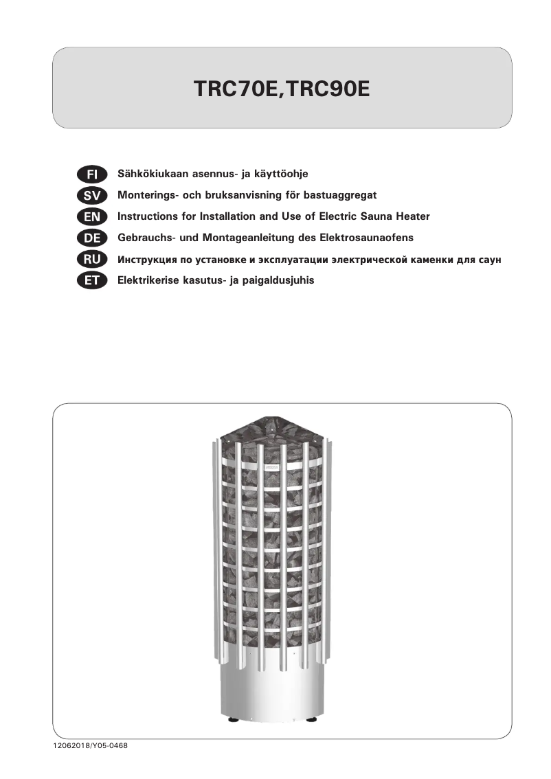 Page 1 de la notice Manuel utilisateur Harvia Glow Corner TRC70E HTRCE700400