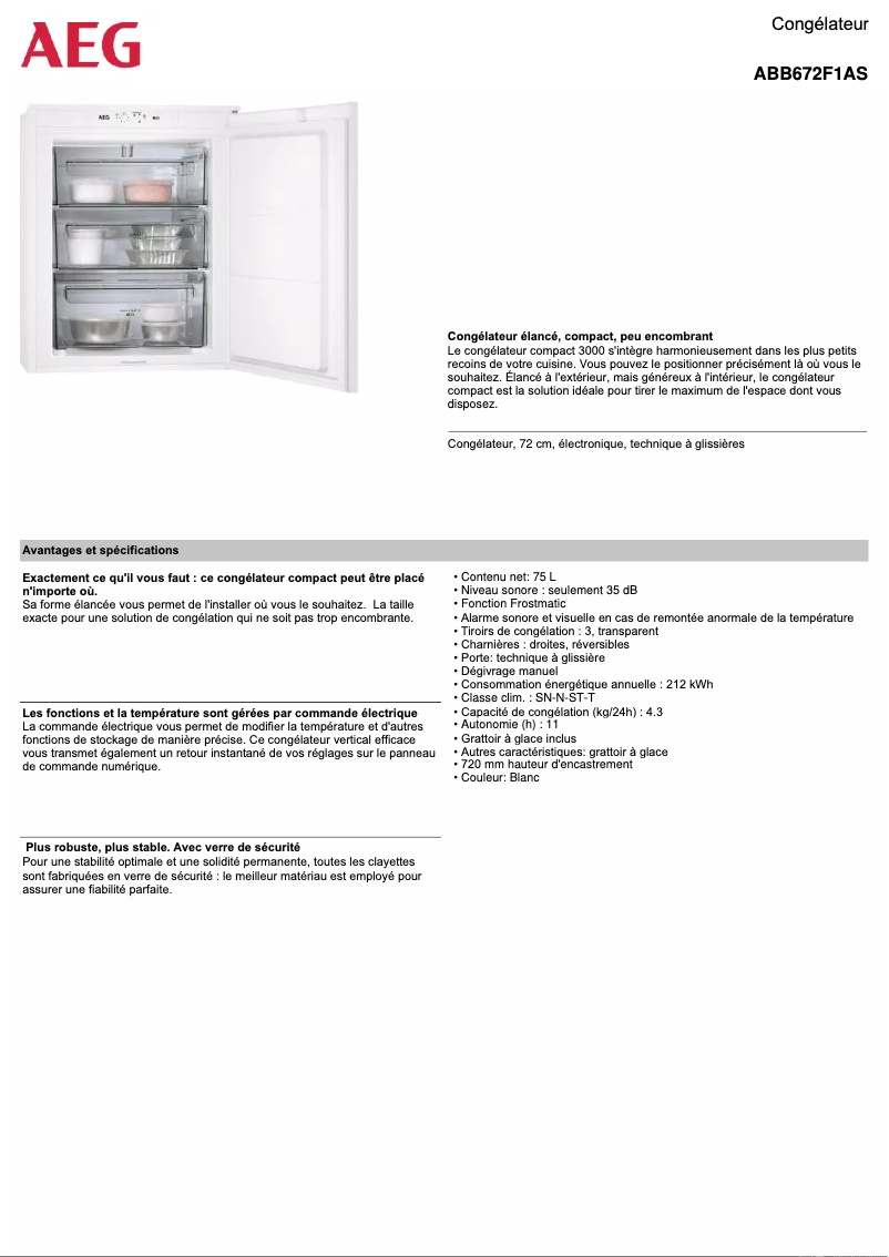 Página 1 del manual Ficha técnica AEG ABB672F1AS