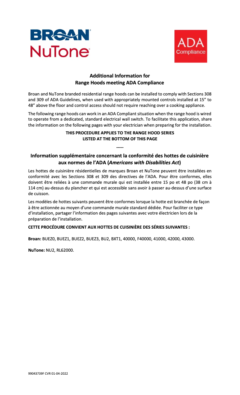 Page 1 de la notice Schéma de câblage Broan 423001