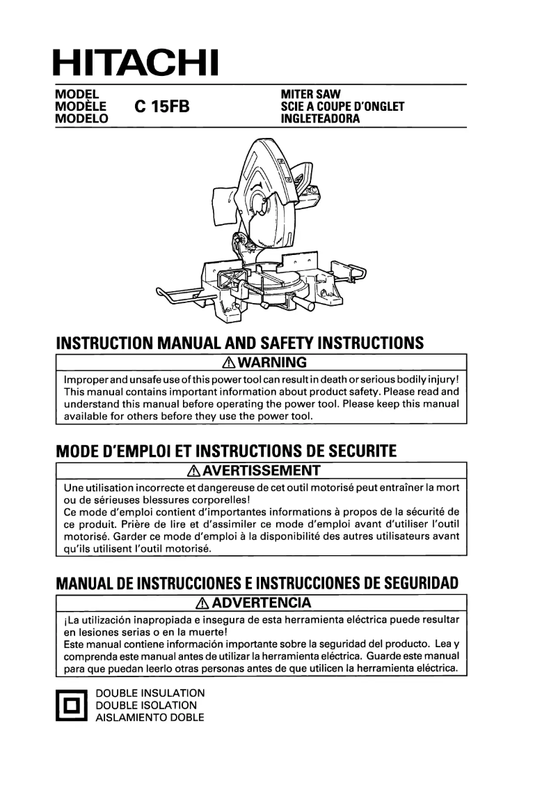 Page 1 de la notice Manuel utilisateur HiKOKI C15FB