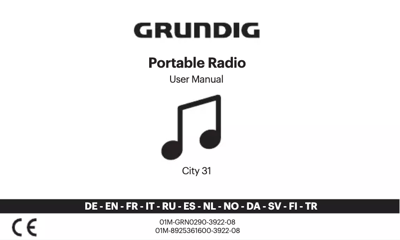 Page 1 de la notice Manuel utilisateur Grundig City 31
