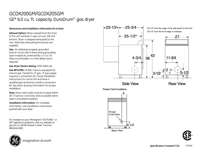 Page 1 of the manual User Manual GE GCDX200GMWW
