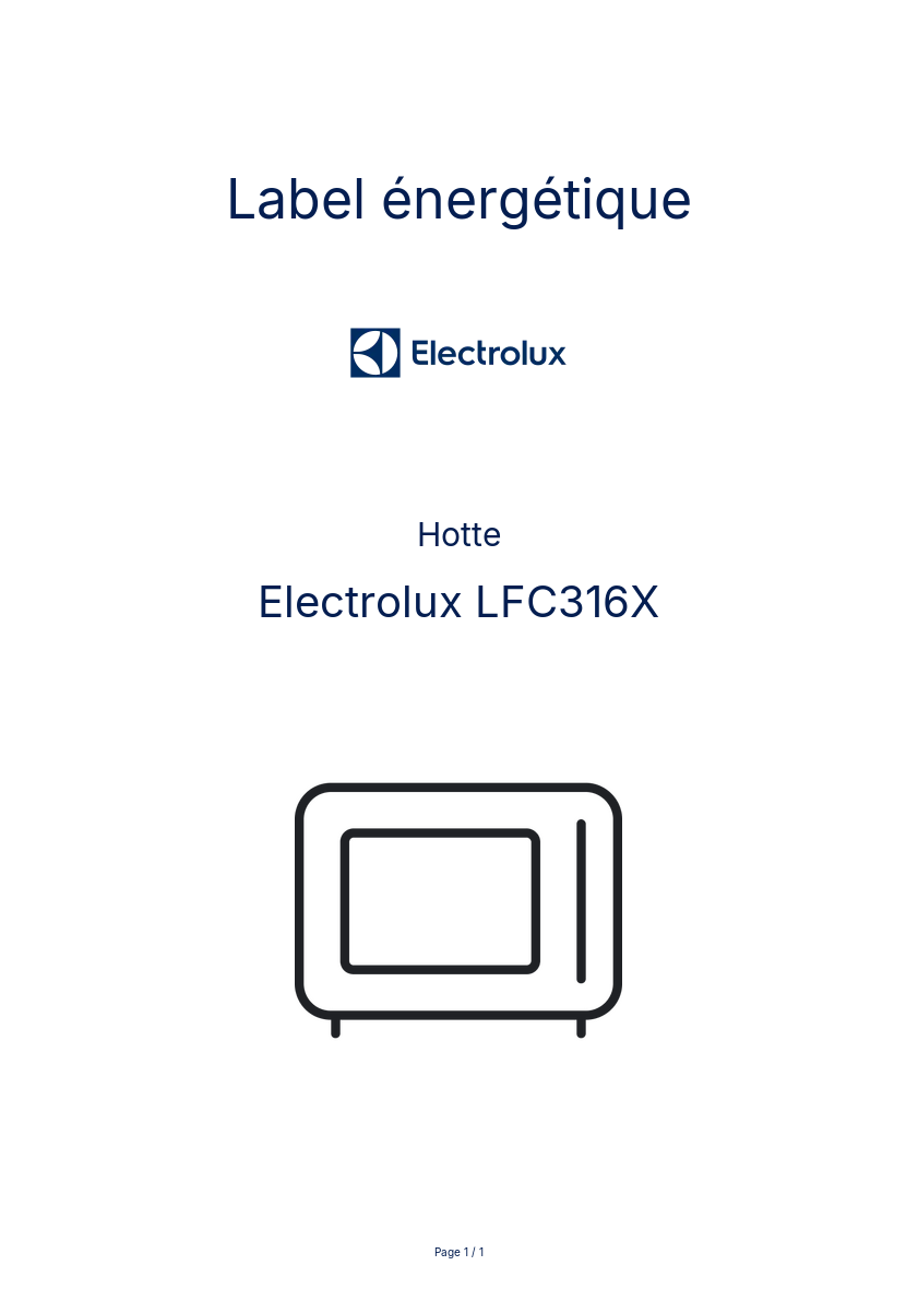 Page n°1 - Label énergétique Electrolux LFC316X