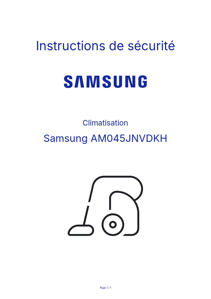 Image de la première page du manuel de l'appareil AM045JNVDKH